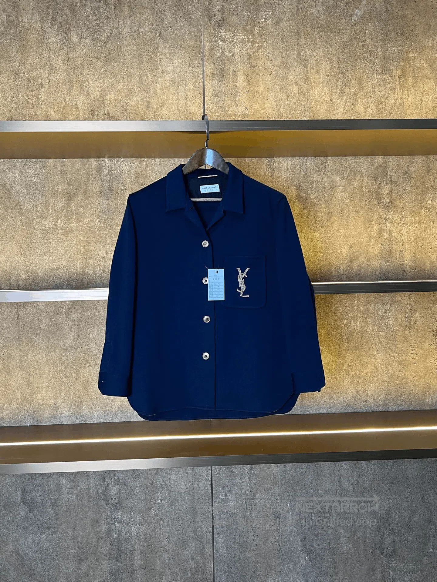 Saint Laurent Paris SLP Gold Thread Logo Shirt. Size US XXS / EU 40 - 1 Thumbnail