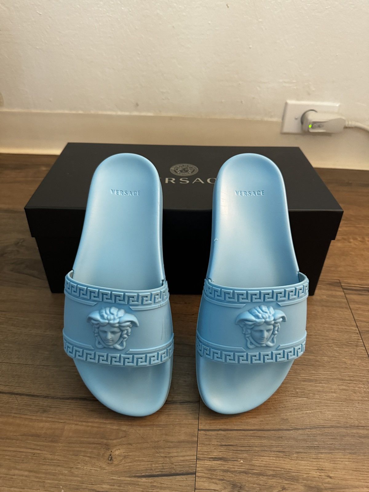 Versace Versace Men's Blue Medusa Head Pool Slides EU 41/ US 8.5 Size US 8.5 / EU 41-42 - 1 Thumbnail