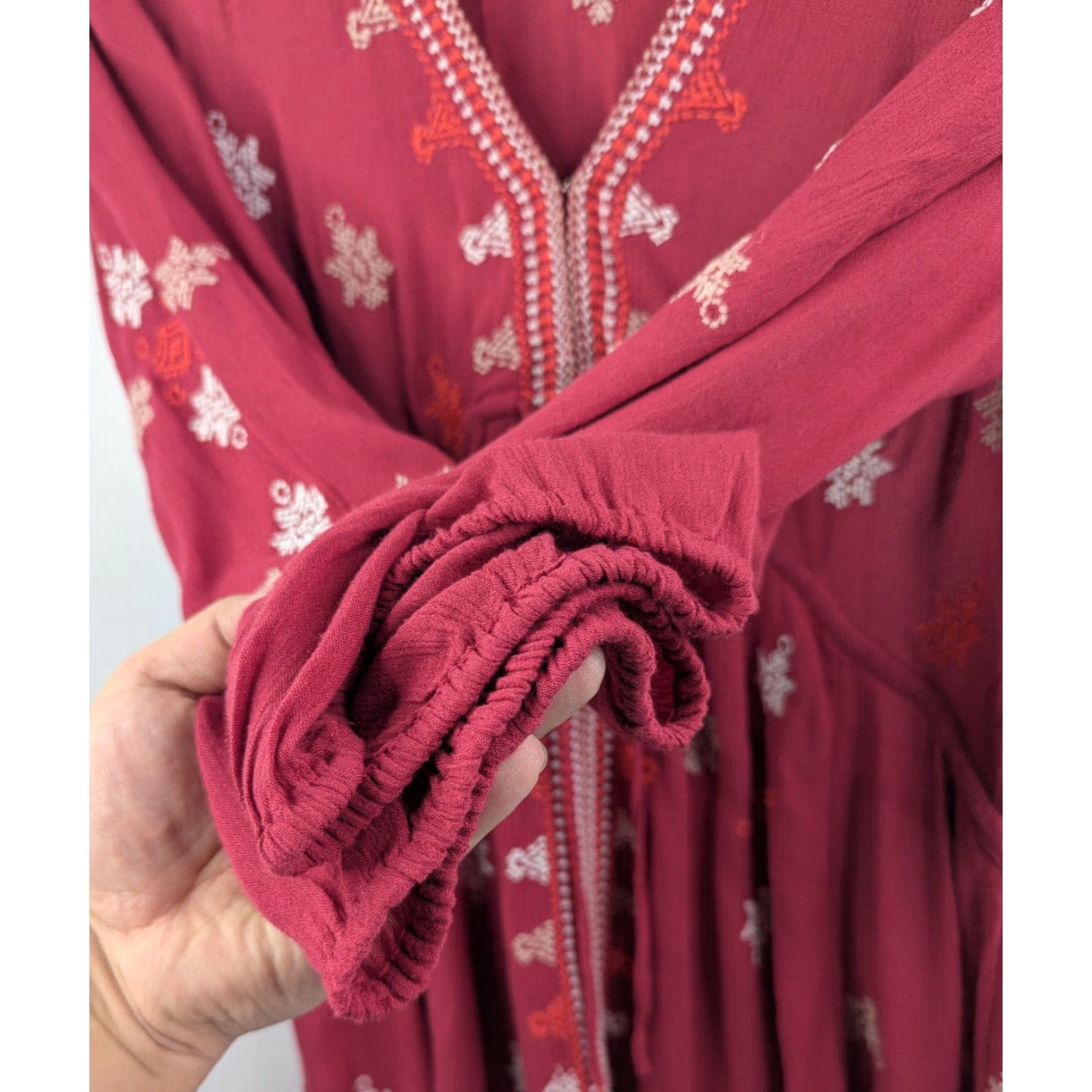 Free People Free People Stargazer Embroidered Mini Dress Women XS Red Bohemian Size XS / US 0-2 / IT 36-38 - 2 Thumbnail