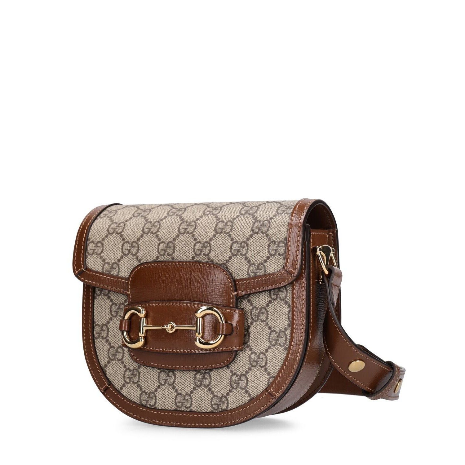 Gucci GUCCI Horsebit 1955 Mini Brown Leather/Canvas Rounded Should Size ONE SIZE - 2 Thumbnail