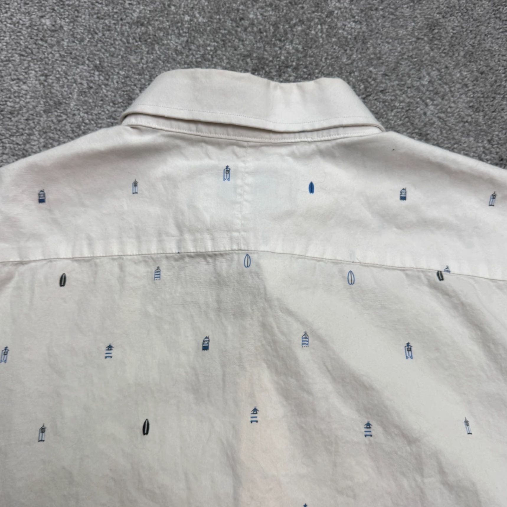 Vintage Twillory Untuckable Surfboard Print Button Down Shirt Mens Large White Cotton Size US L / EU 52-54 / 3 - 4 Thumbnail