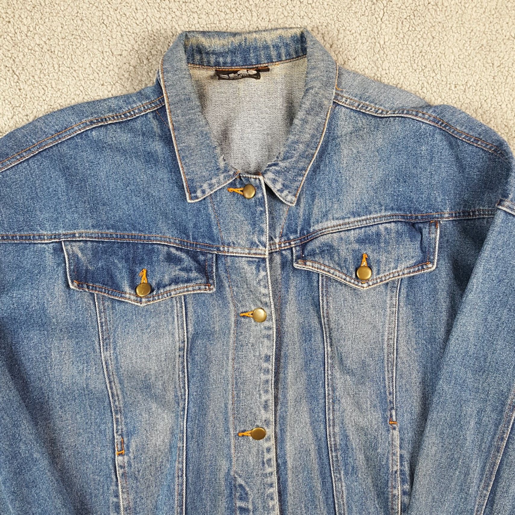 Denime VINTAGE Women's Small Denim Jacket Casual Western Grunge Biker 80s Y2K Cotton Blue Size 28" / US 6 / IT 42 - 2 Thumbnail