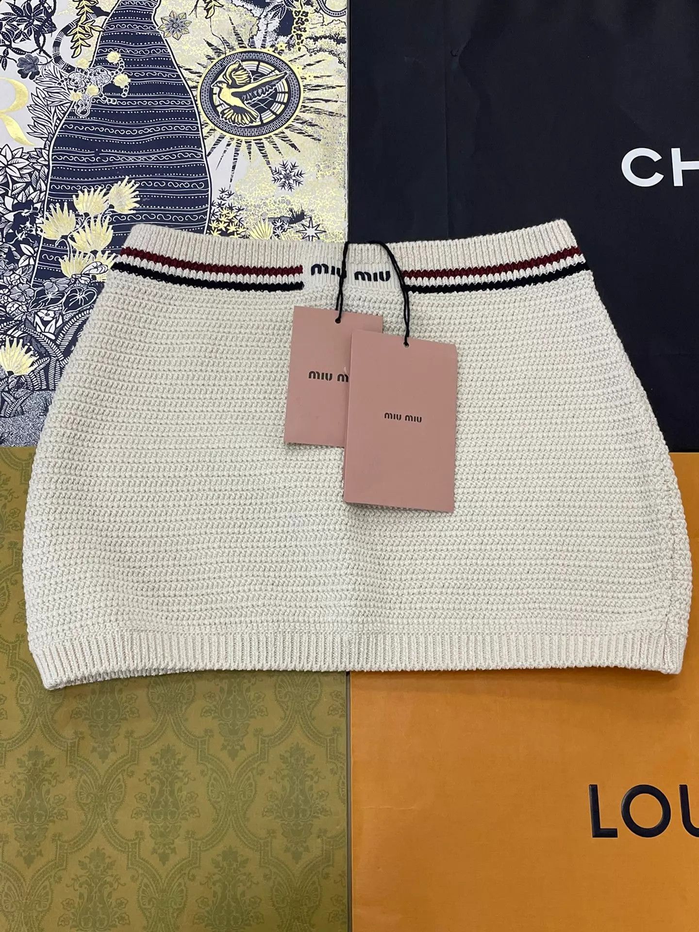 Miu Miu MIU MIU Cream Knit Skirt NWT Size 36 Size 25" / US 0 / IT 36 - 2 Thumbnail