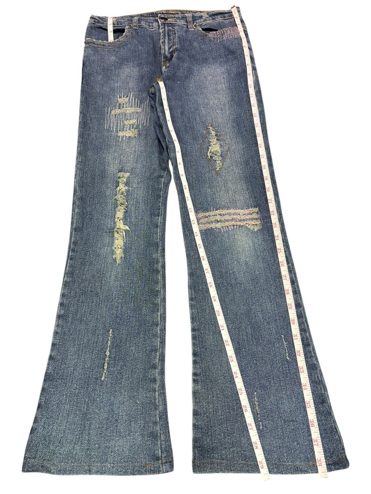Edwin Vintage Japanese Brand Distressed Flare Jeans Size 28" / US 6 / IT 42 - 7 Thumbnail