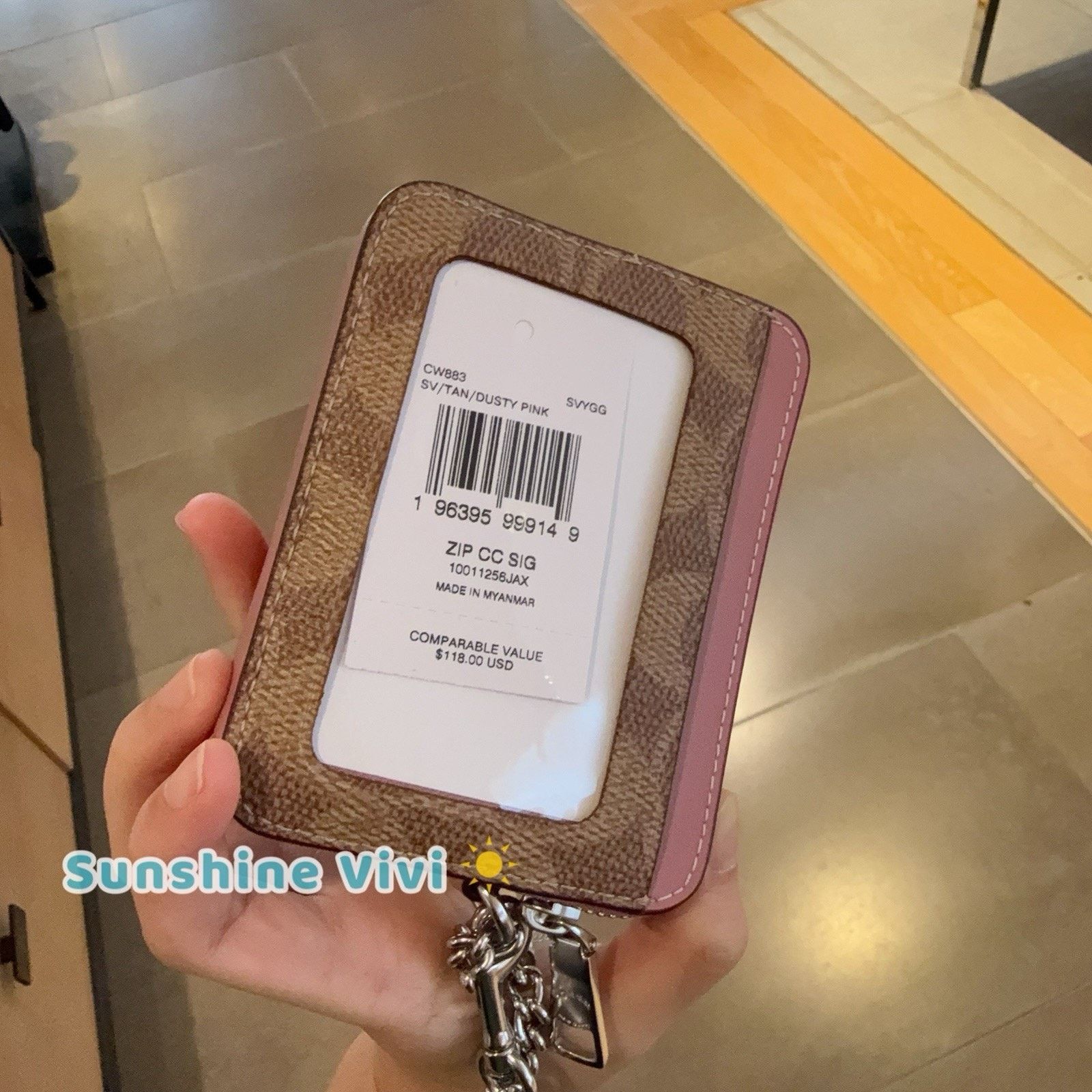 Coach NWT Coach CW883 Zip Card Case Signature Canvas In Dusty Pink Size ONE SIZE - 4 Thumbnail