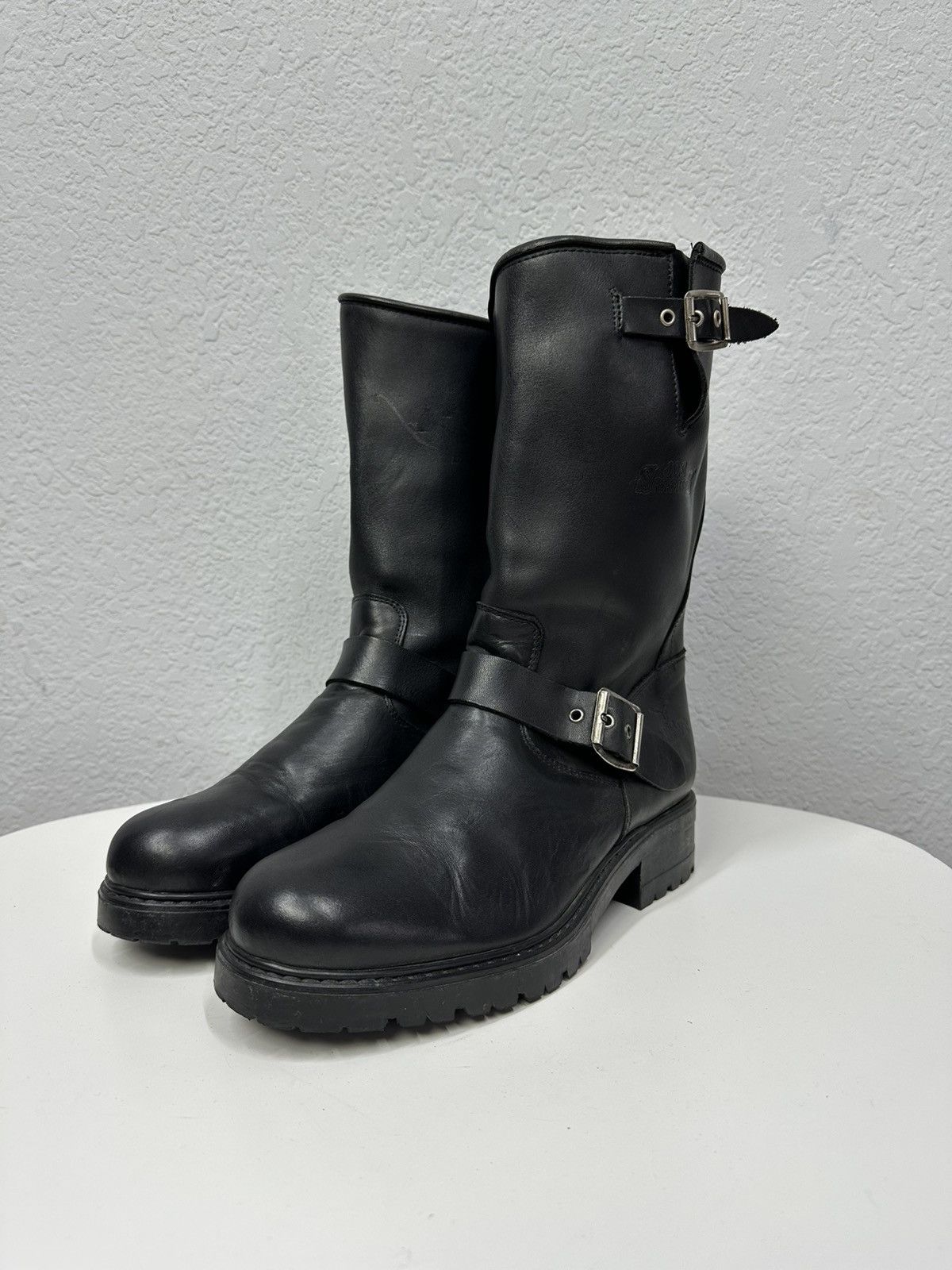 If Six Was Nine Double Buckle Black Moto Boots Red Wing Frye Guidi Inspired Size US 8 / EU 41 - 4 Thumbnail
