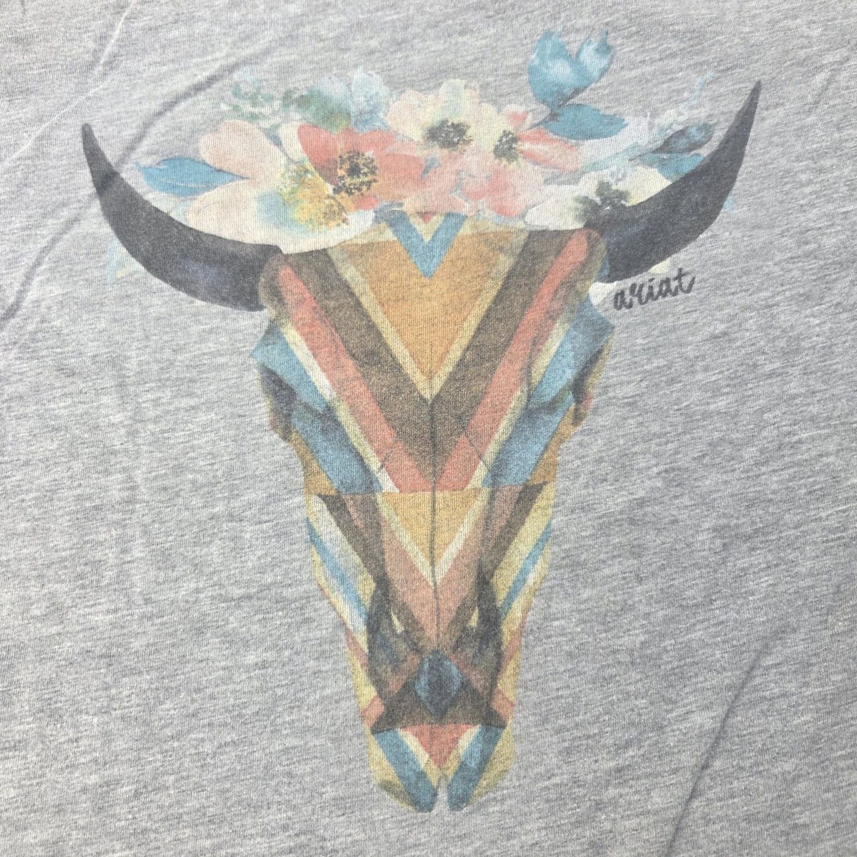 Ariat Ariat Shirt Womens 2XL Gray Skull Graphic Tee Western Short Sleeve Crew Neck Regular Fit 2XL Womens Boys Girls Mens Size XXL / US 16-18 / IT 52-54 - 2 Thumbnail