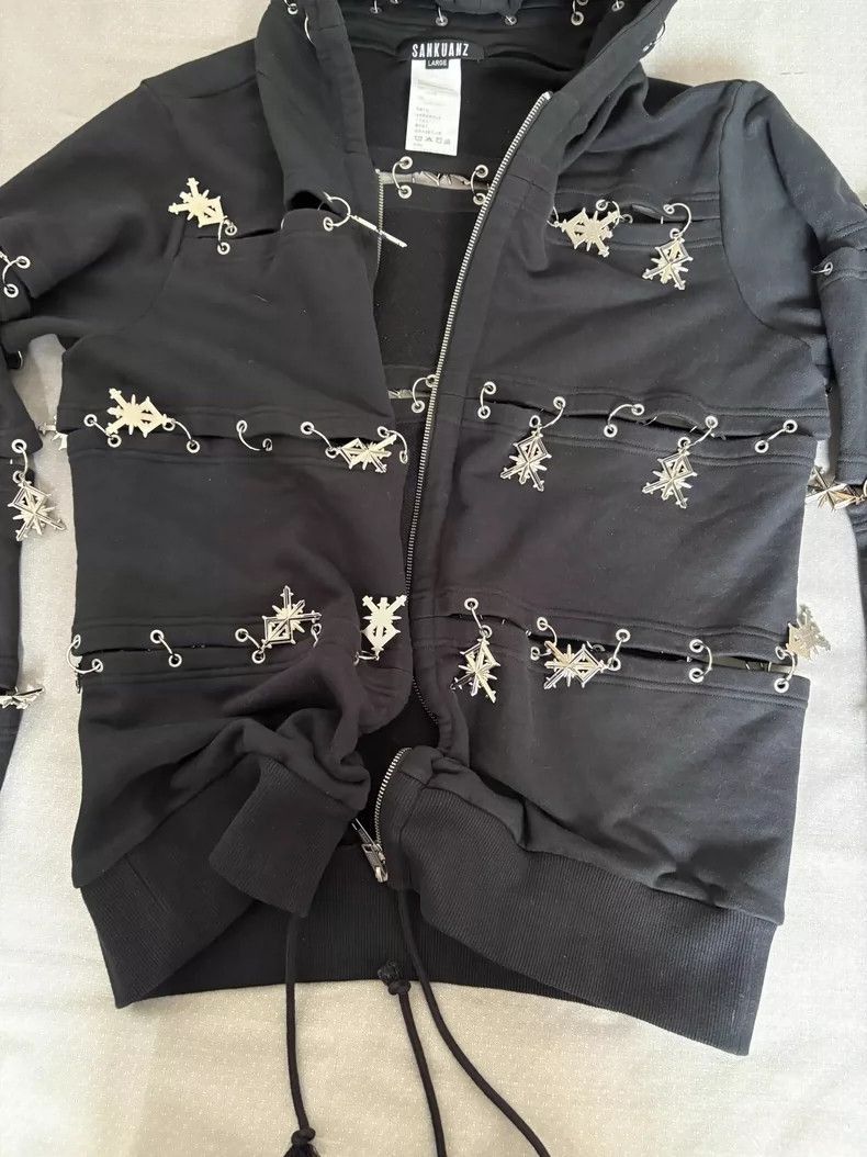 Yohji Yamamoto Stylish Black Hoodie with Silver Details-2506 Size M / US 6-8 / IT 42-44 - 7 Thumbnail