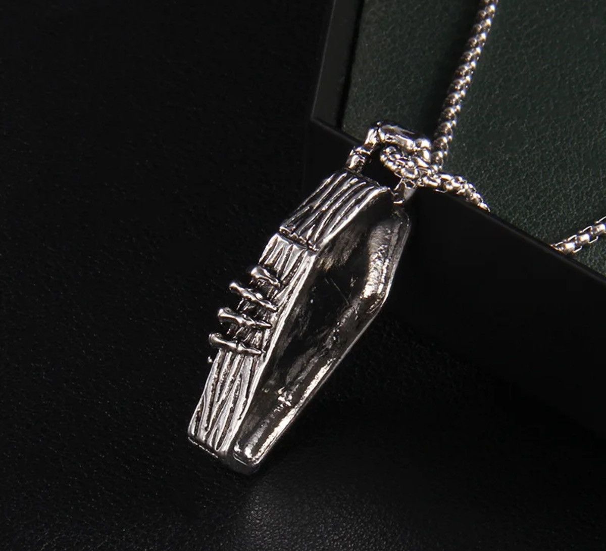 Jewelry Ghost Face Coffin Skeleton Necklace Pendant Necklace Size ONE SIZE - 2 Thumbnail