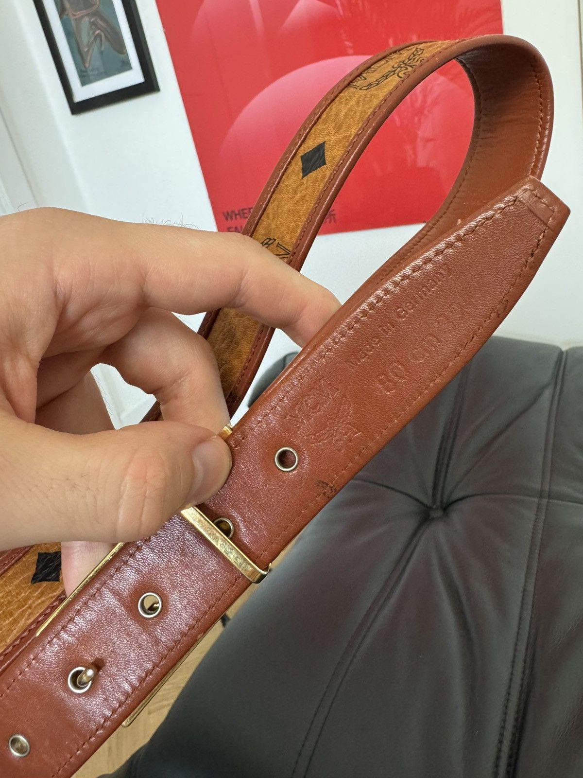 MCM Vintage MCM leather monogram belt designer luxury high end Size 32 - 5 Thumbnail