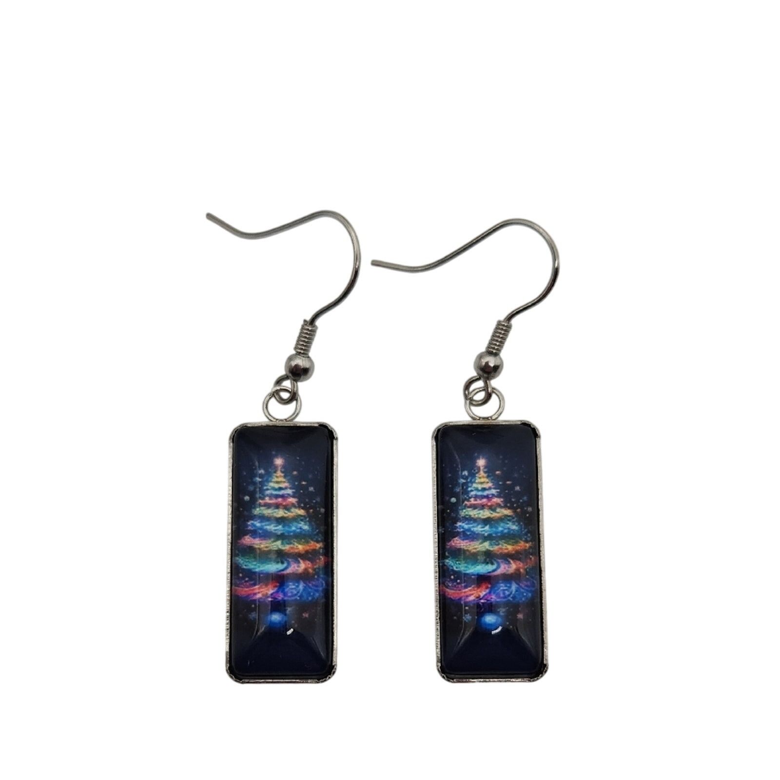 Other Christmas Tree Glass Earrings Holiday Rectangular Dangle New Size ONE SIZE - 1 Thumbnail