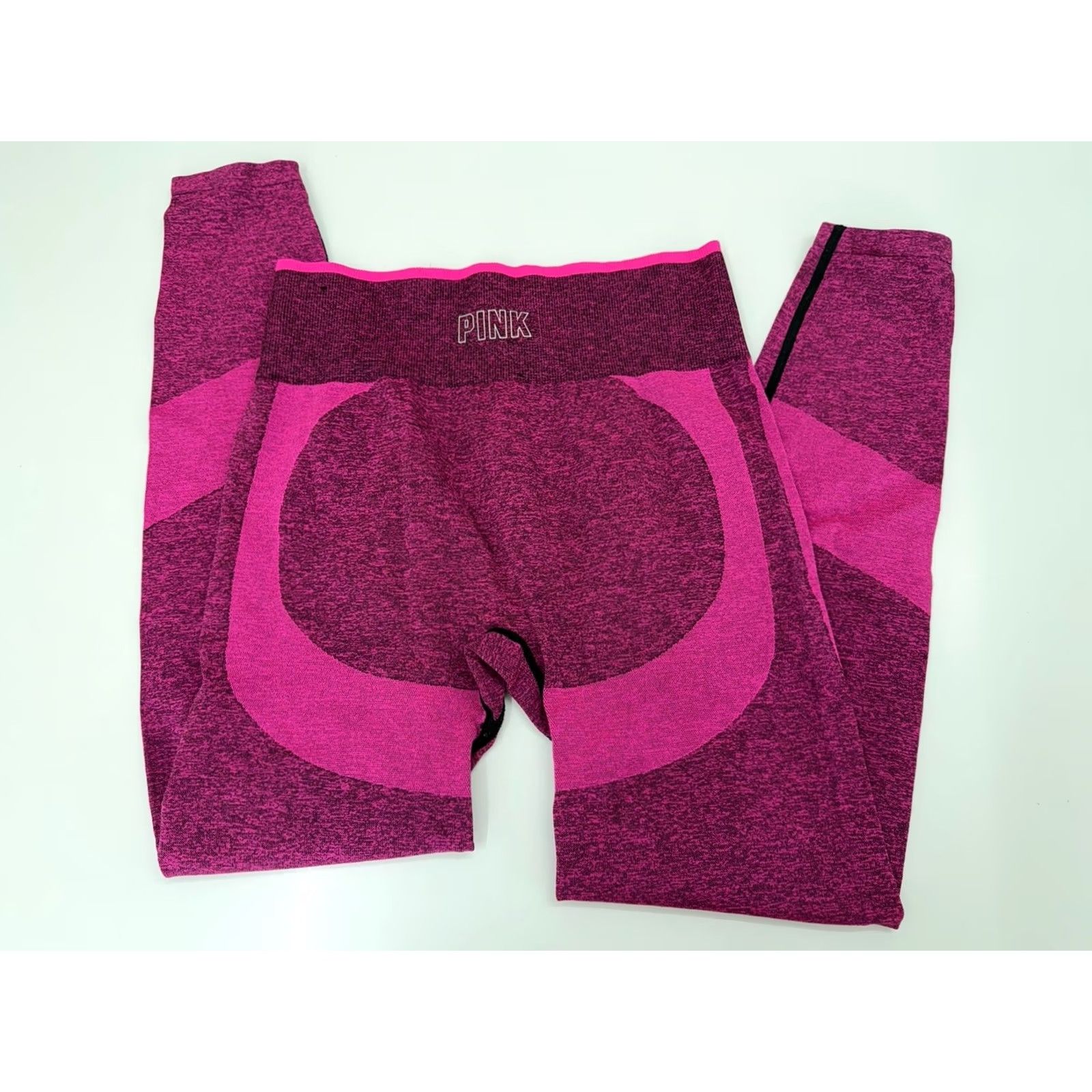 Pinko PINK Victorias Secret Womens Leggings Large Pink Black Seamless Pull On Activewear Size 36" / US 14 / IT 50 - 3 Thumbnail