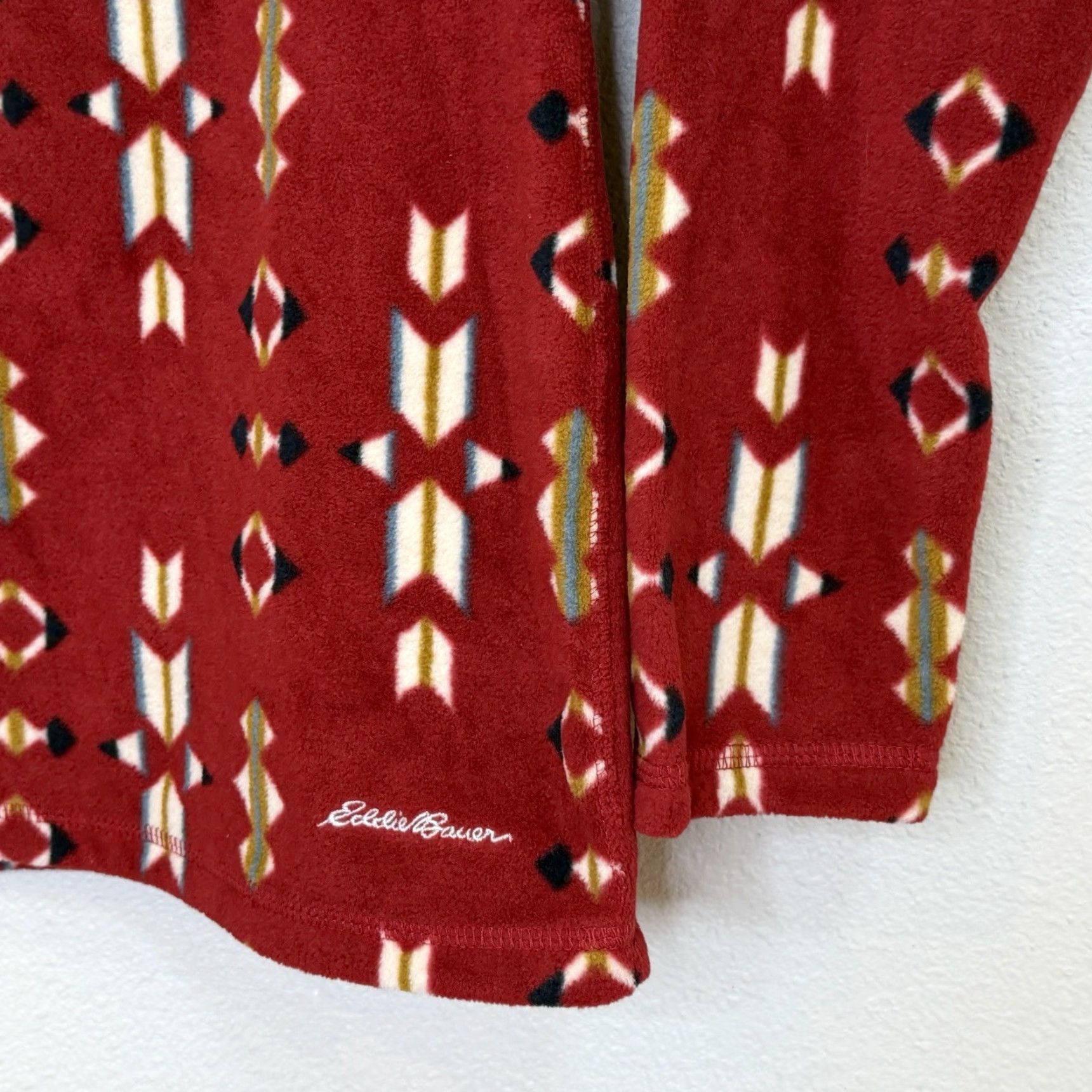 Eddie Bauer Eddie Bauer 1/4 Zip Fleece Jacket Womens L Red Aztec Mid-Length Long Sleeve Lightweight Casual Size L / US 10 / IT 46 - 4 Thumbnail