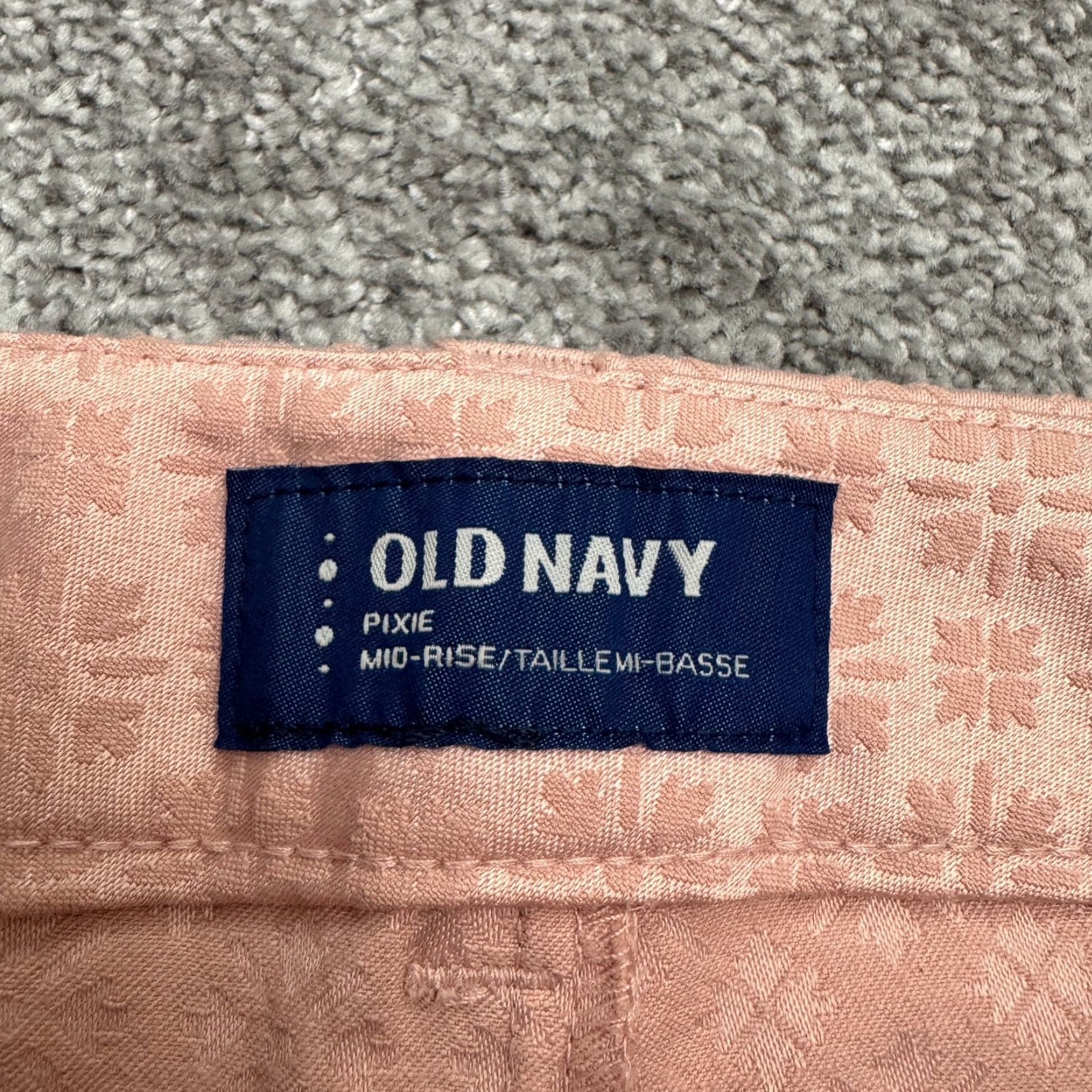 Old Navy Old Navy Pixie Mid Rise Ankle Trouser Pants Womens 14 Pink Geometric Jacquard Cotton Blend Size 36" / US 14 / IT 50 - 6 Thumbnail