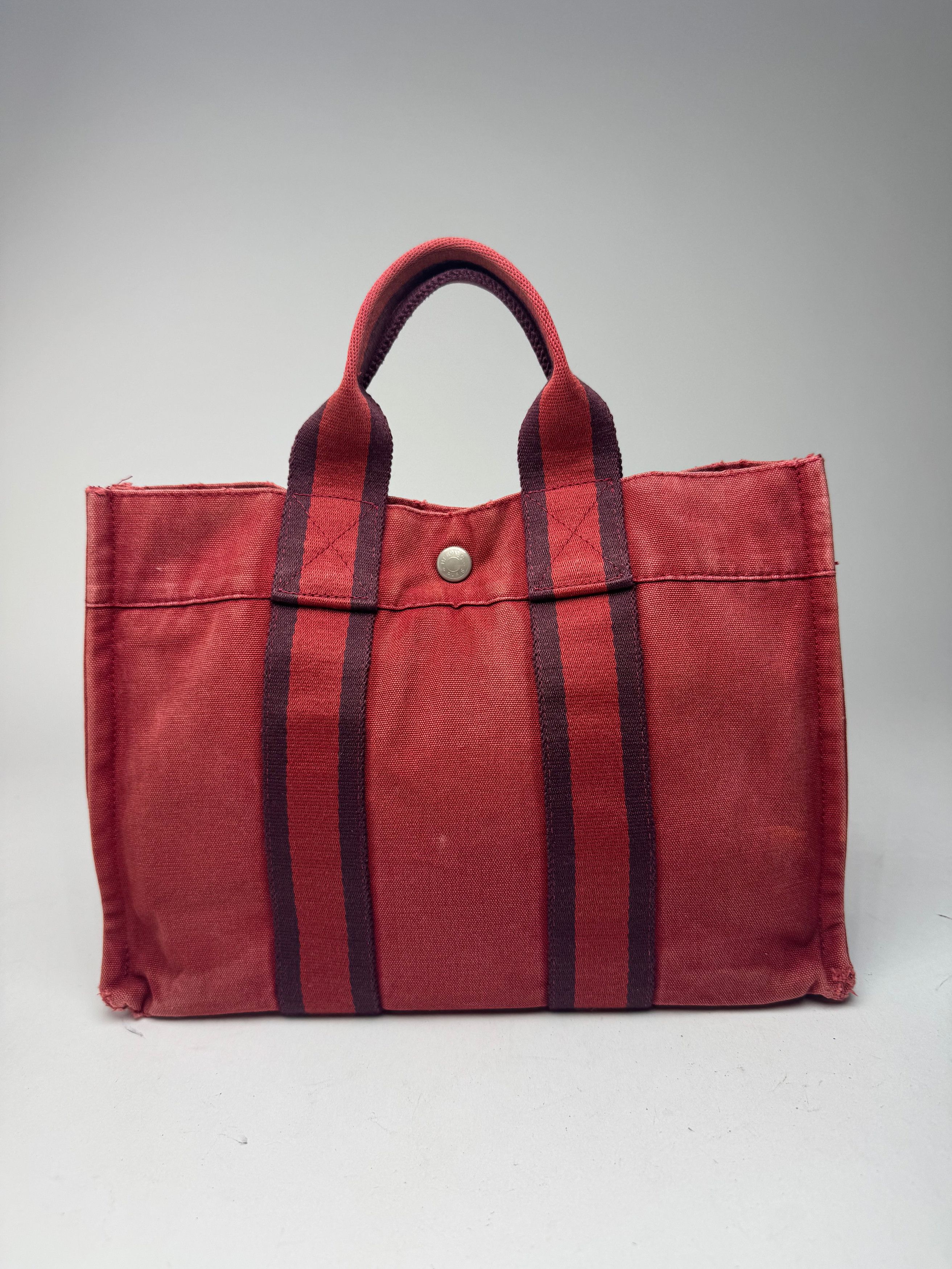 Other Vintage Hermes mini Canvas Tote Bag red Black Size ONE SIZE - 1 Thumbnail