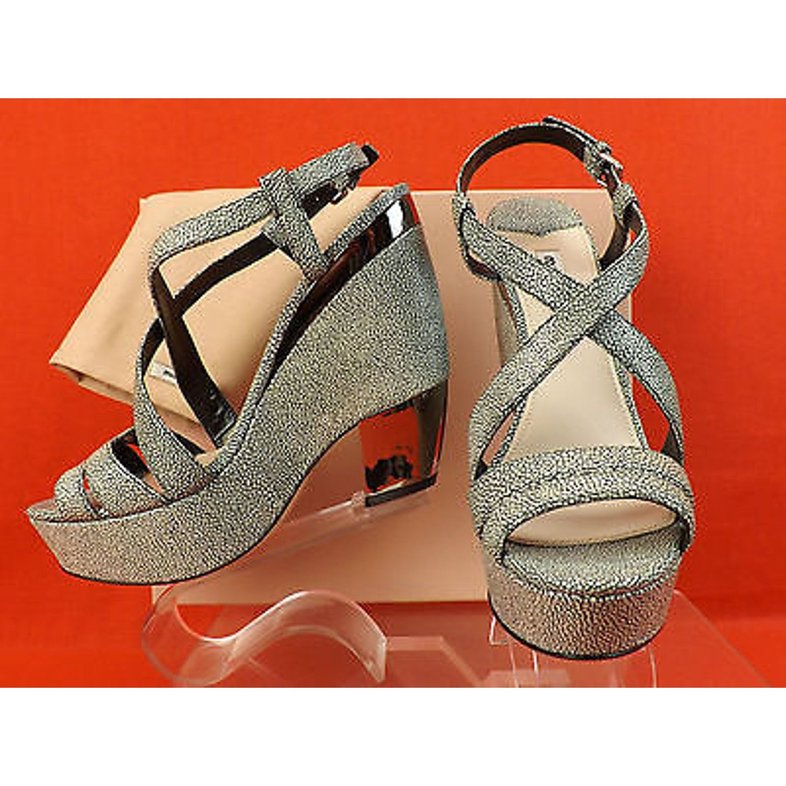 Miu Miu STINGRAY PEBBLE LEATHER METAL HEEL PLATFORM SANDALS 41 $750 Size US 11 / IT 41 - 6 Thumbnail