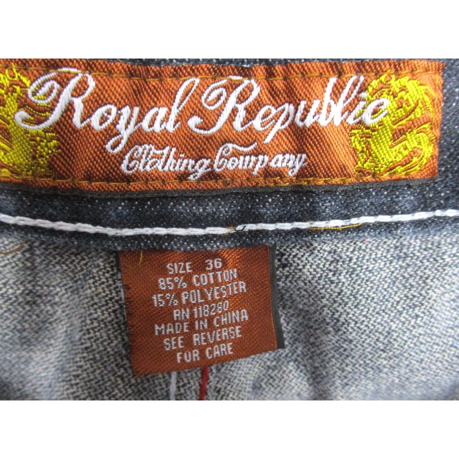 Royal RepubliQ VINTAGE Royal Republic Jeans Baggy Embroidered 32 Blue Denim 100% Cotton Men Regular Straight Inseam 29 High Rise 32 Vintage Y2K Size US 32 / EU 48 - 5 Thumbnail