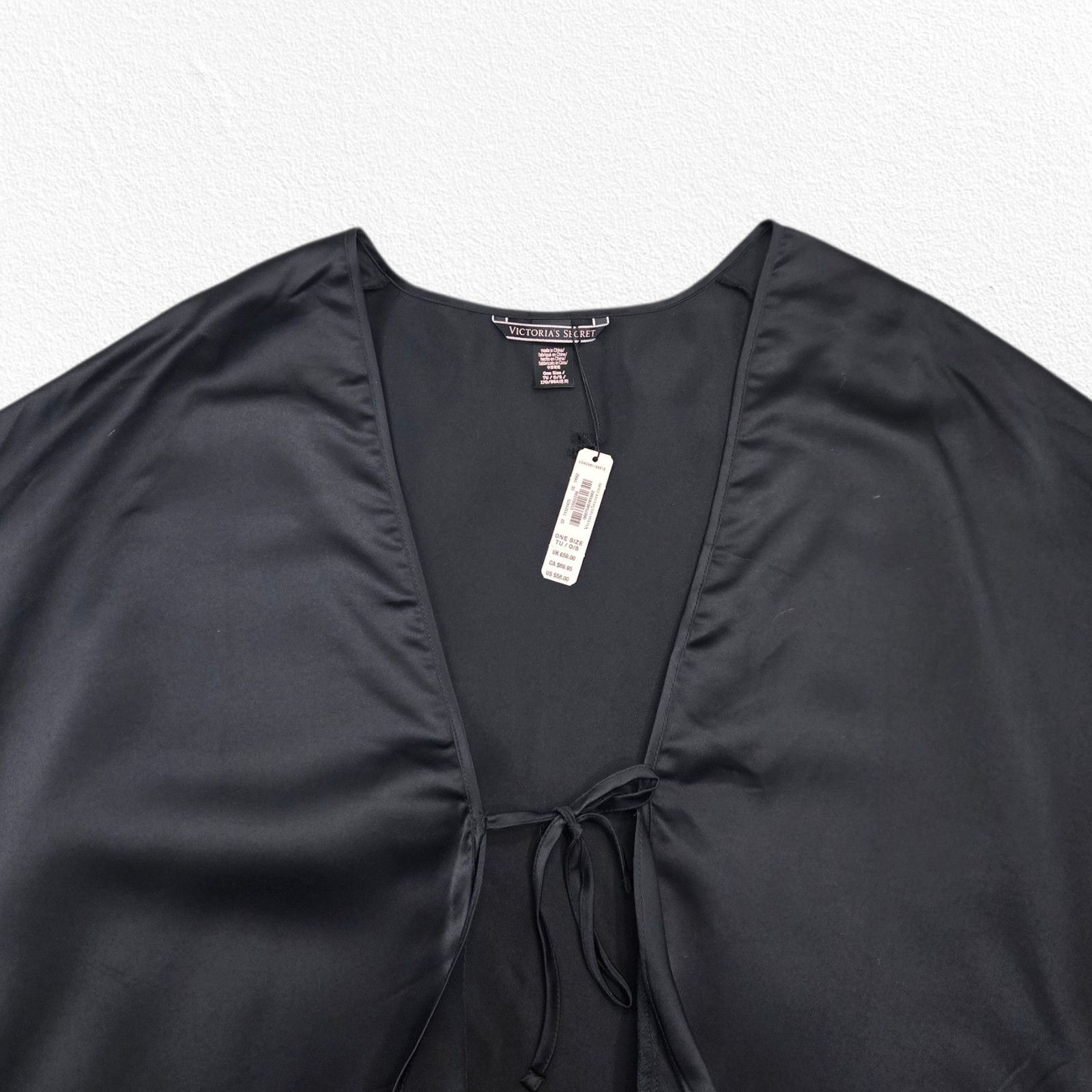Victoria's Secret Victoria’s Secret Black Satin Open Front Ruffle Bed Top OS Size ONE SIZE - 3 Thumbnail