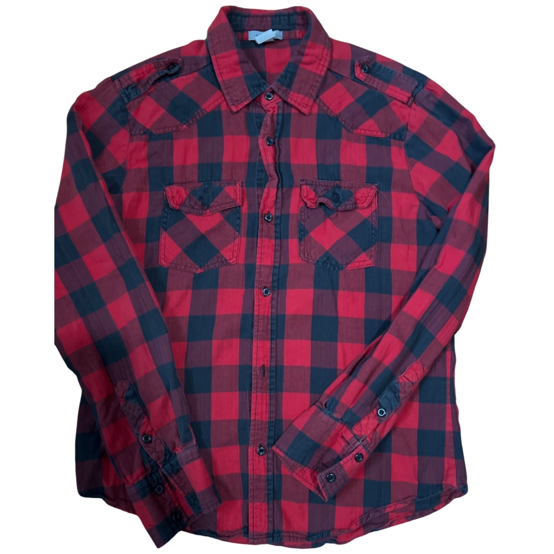 Vintage Red & Black Plaid Button-Down Shirt By Pop Icon Size US M / EU 48-50 / 2 - 2 Thumbnail