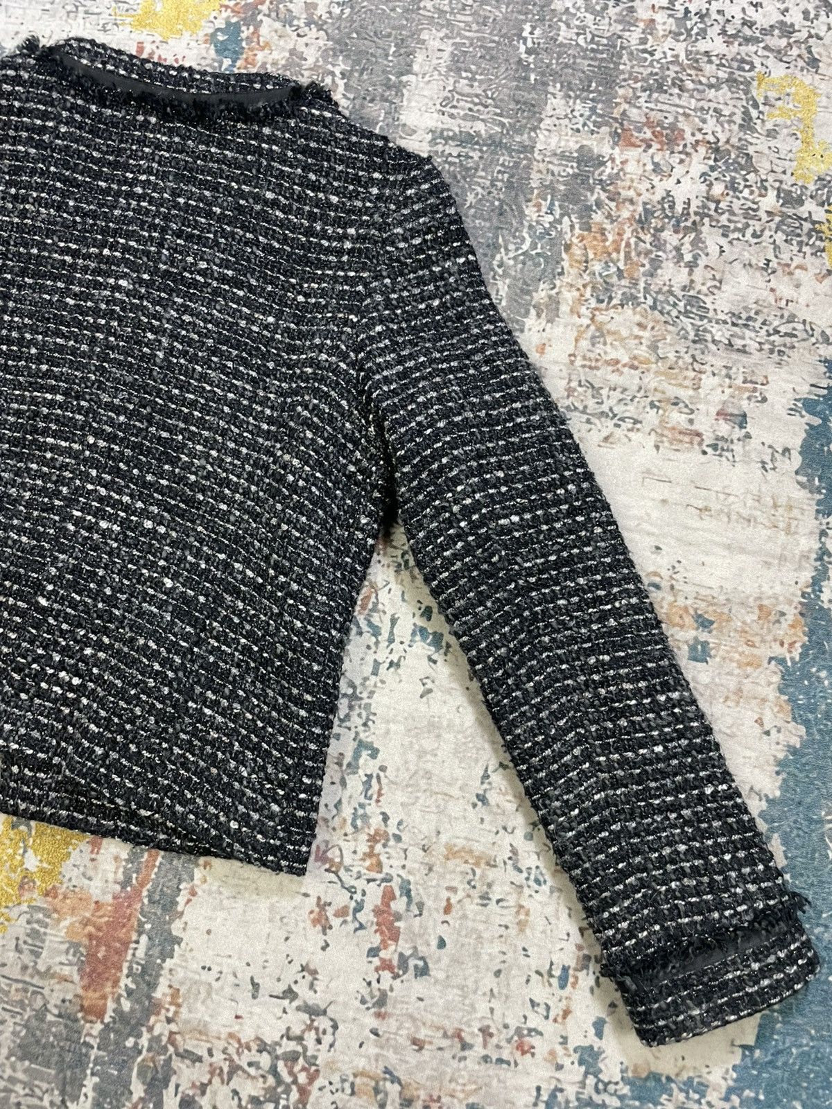 Japanese Brand Air Des Le Coeur Blanc Cropped Tweed Jacket Size XS / US 0-2 / IT 36-38 - 5 Thumbnail
