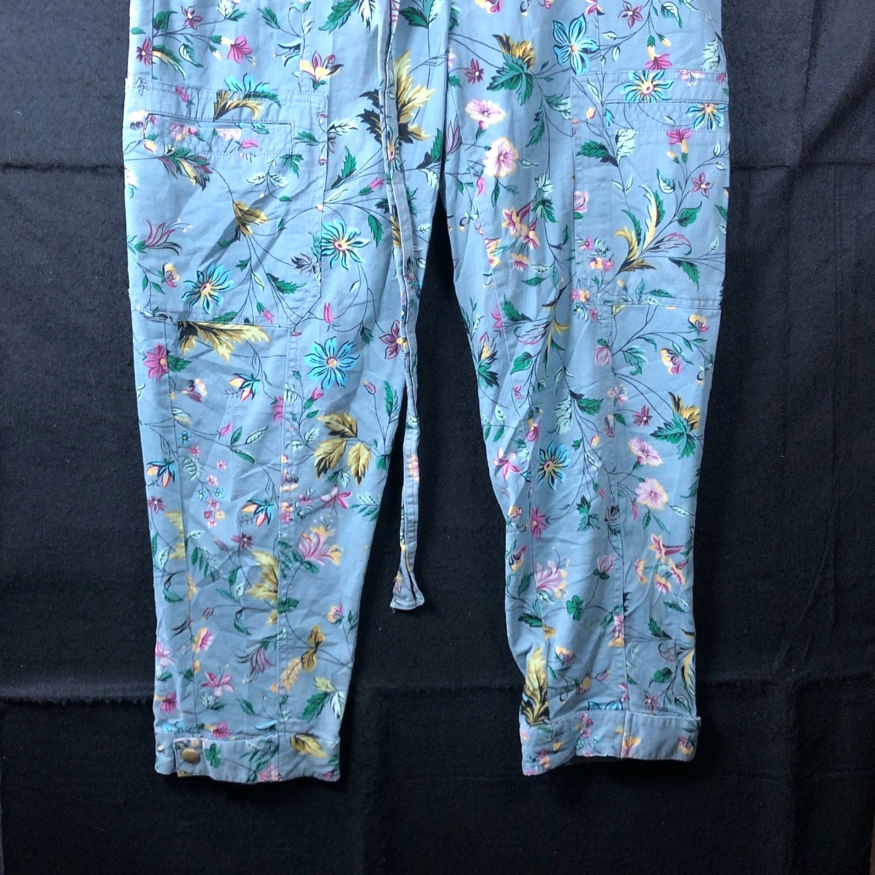 Anthropologie VINTAGE By Anthropologie Womens Pants Blue Victoria Floral Cargo Cuffed Stretch 4 Size 28" / US 6 / IT 42 - 3 Thumbnail