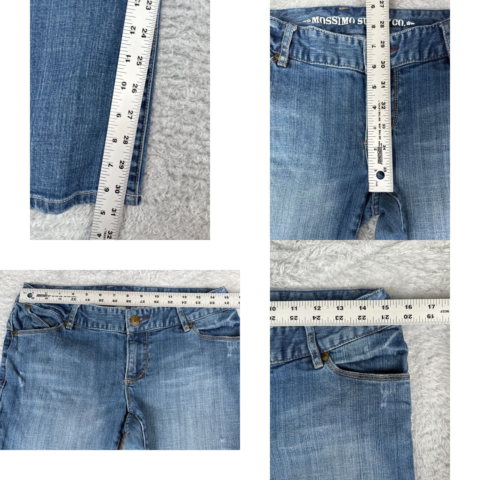Mossimo Mossimo Jeans Bootcut Juniors 9 Blue Denim Distressed Low Rise 30x31 Cotton Blend 5-Pocket Womens Girls? Size 30" / US 8 / IT 44 - 8 Thumbnail