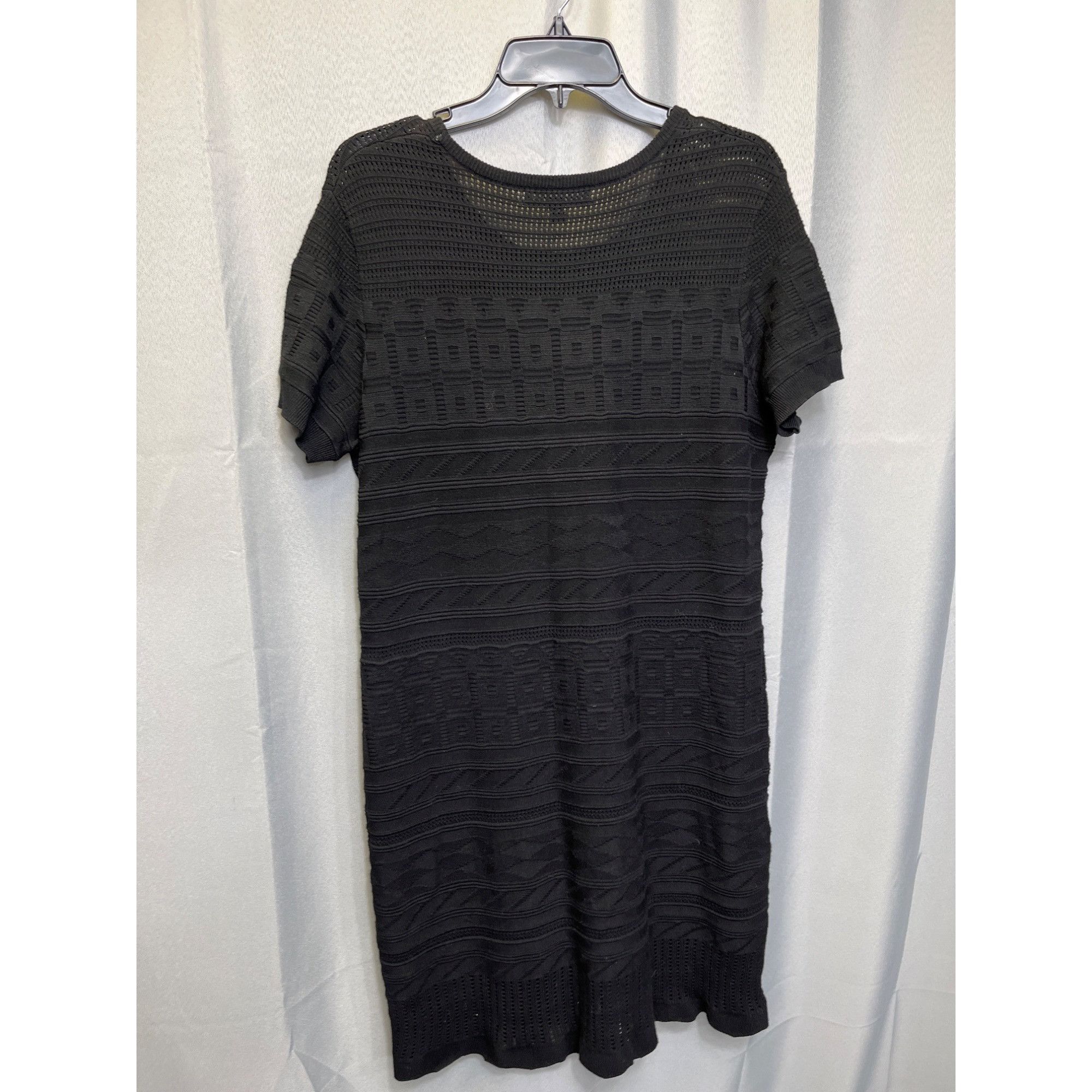 Banana Republic Banana Republic SKU 7650 Black Short Sleeve Knit Dress Size Size L / US 10 / IT 46 - 2 Thumbnail