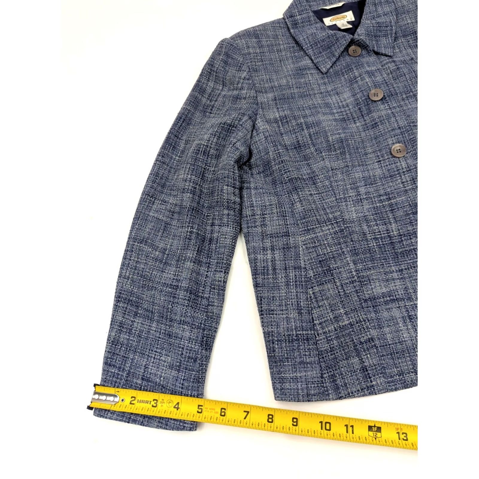 Talbots Talbots Blazer Coat 100% Silk Blue Petite 12 Women Tweed Lined Short Jacket Mens? Size XL / US 12-14 / IT 48-50 - 6 Thumbnail