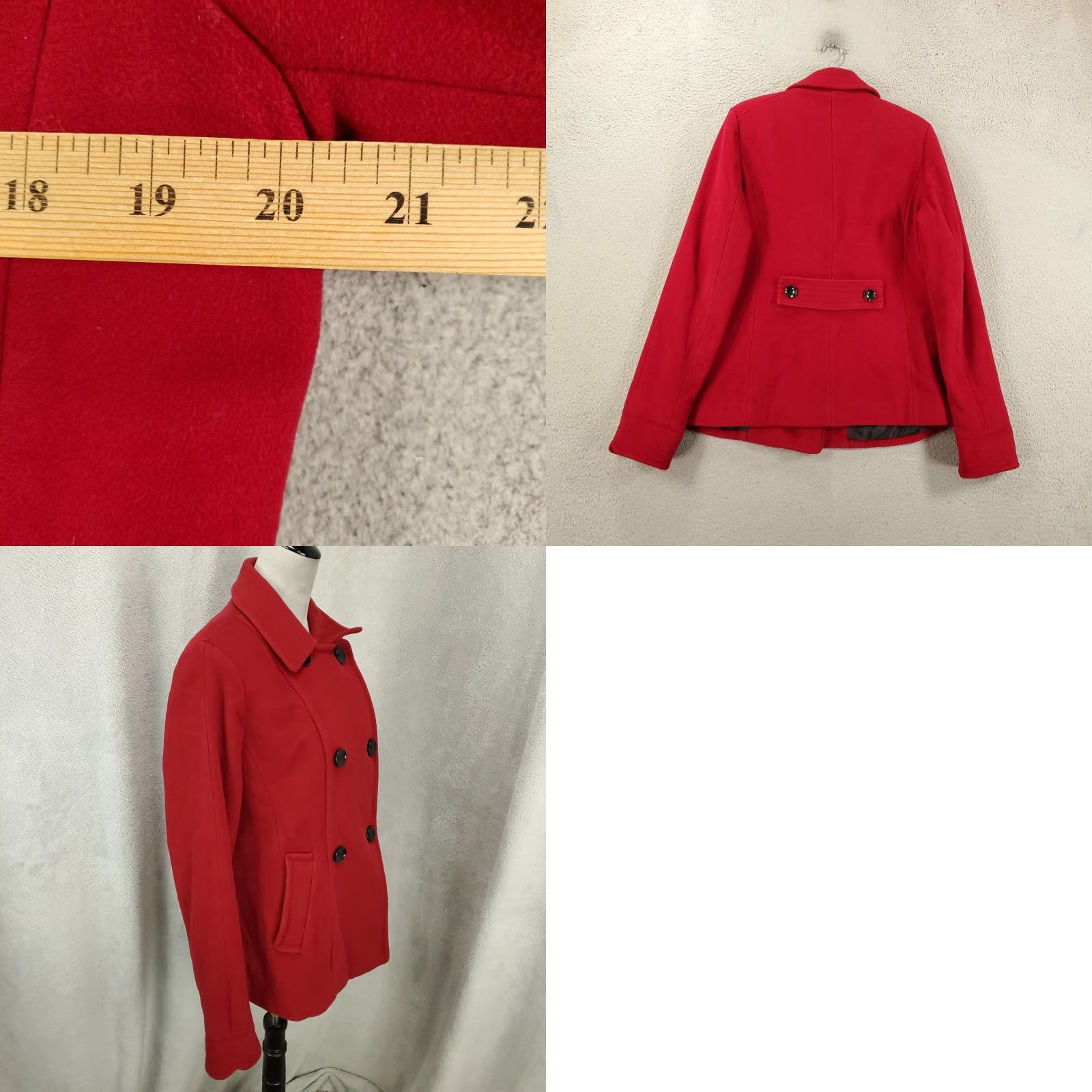 Croft & Barrow Croft & Barrow Jacket Pea Coat Womens M Red Wool Blend Button Up Long Sleeve Regular Fit Size M / US 6-8 / IT 42-44 - 8 Thumbnail