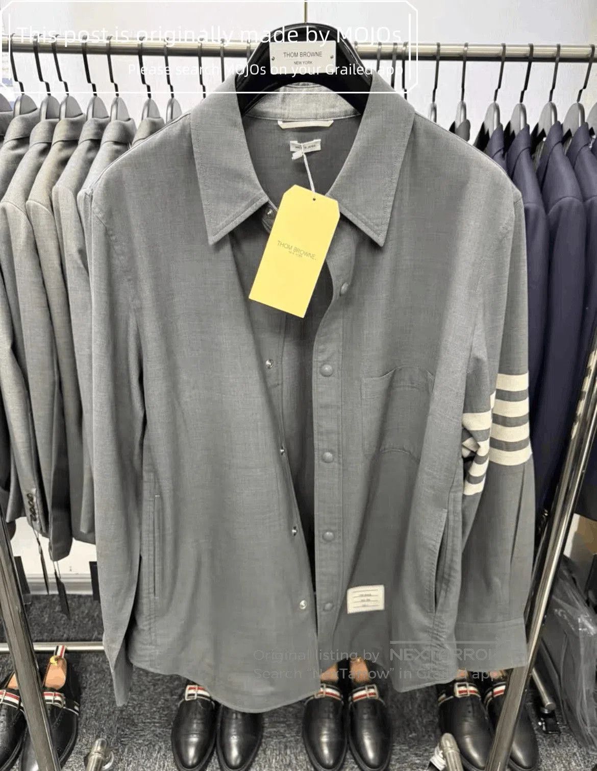 Thom Browne Sz 2 Thom Browne Four Stripe Gray Shirt Jacket. Size US M / EU 48-50 / 2 - 1 Thumbnail