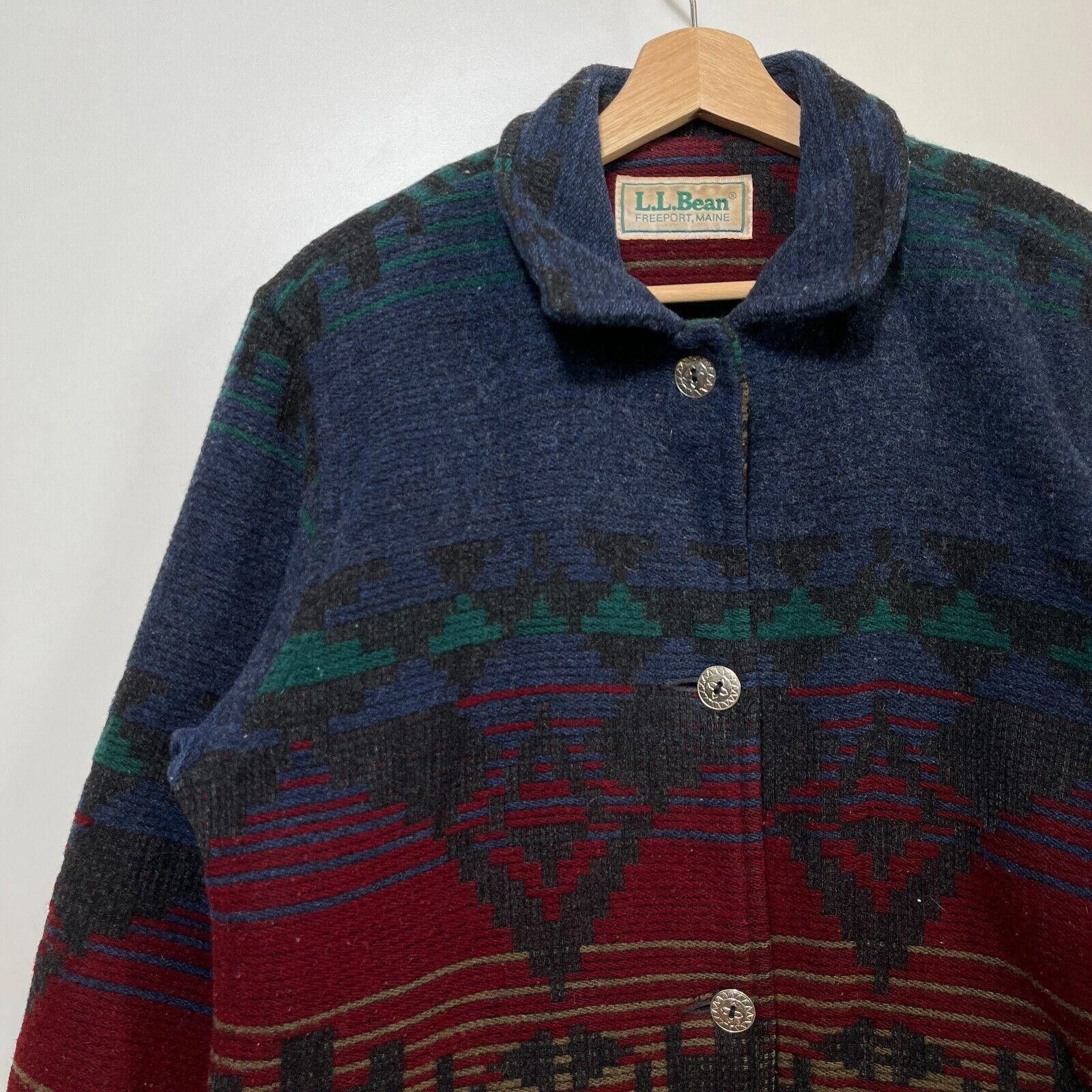 L.L. Bean × Vintage Vintage 90s L.L.Bean Aztec Print Heavy Wool Jacket Size 46/L Size L / US 10 / IT 46 - 5 Thumbnail