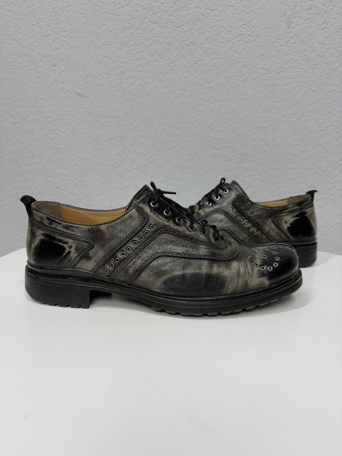 Studded Leather Lace-Up Shoes Boots Avant-Garde CCP Style