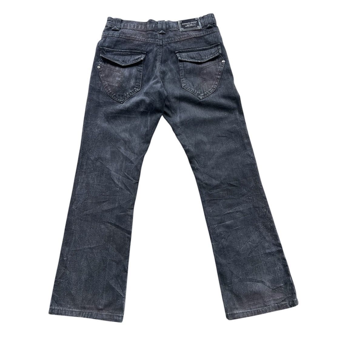 semanticdesign 2000’s Semantic Design Punk Skull Flared Jeans Wax Style Size US 31 - 2 Thumbnail