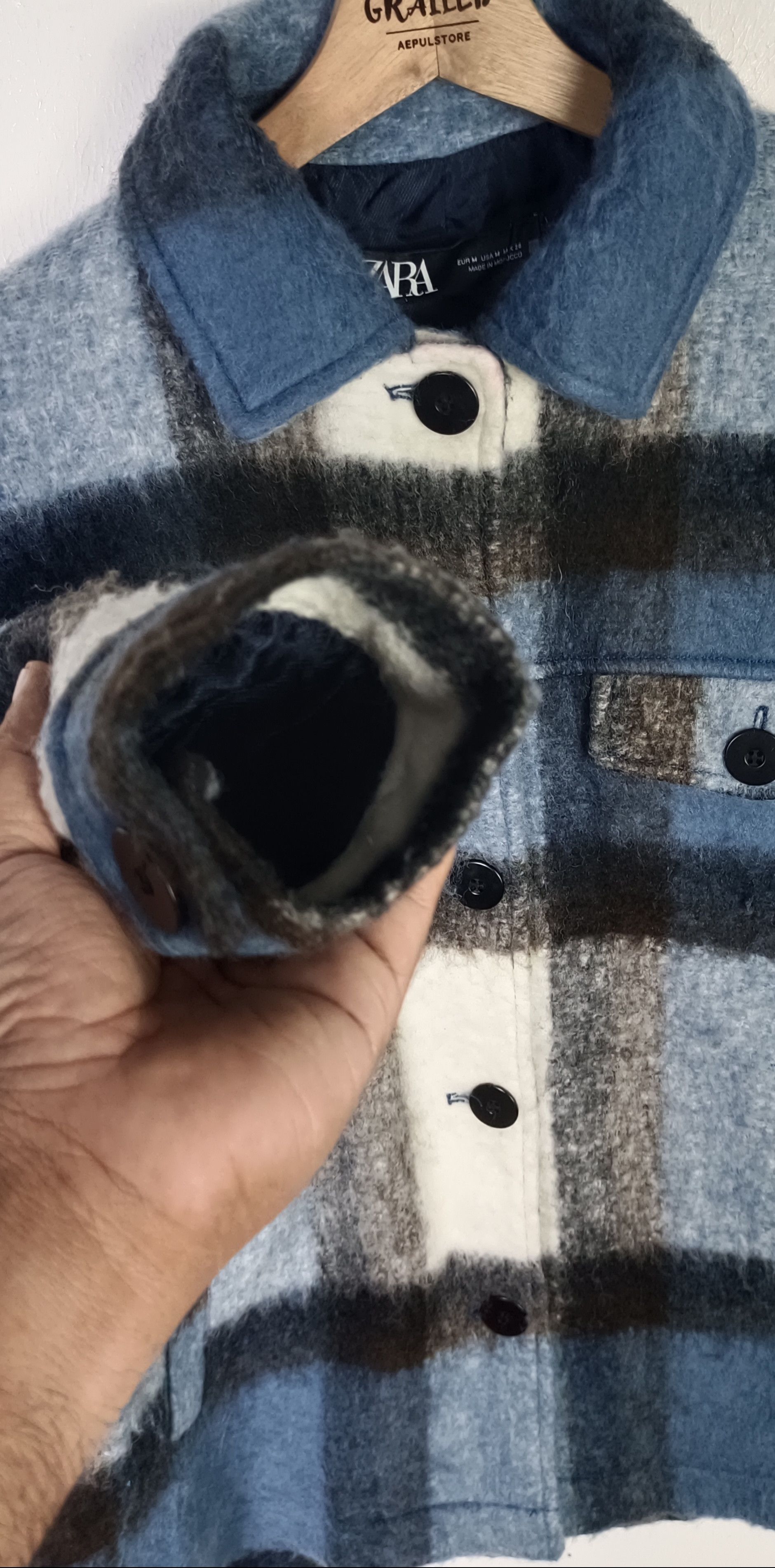Zara Zara Blue Fleece Overshirt Jacket Italian Fabric Size L / US 10 / IT 46 - 10 Thumbnail