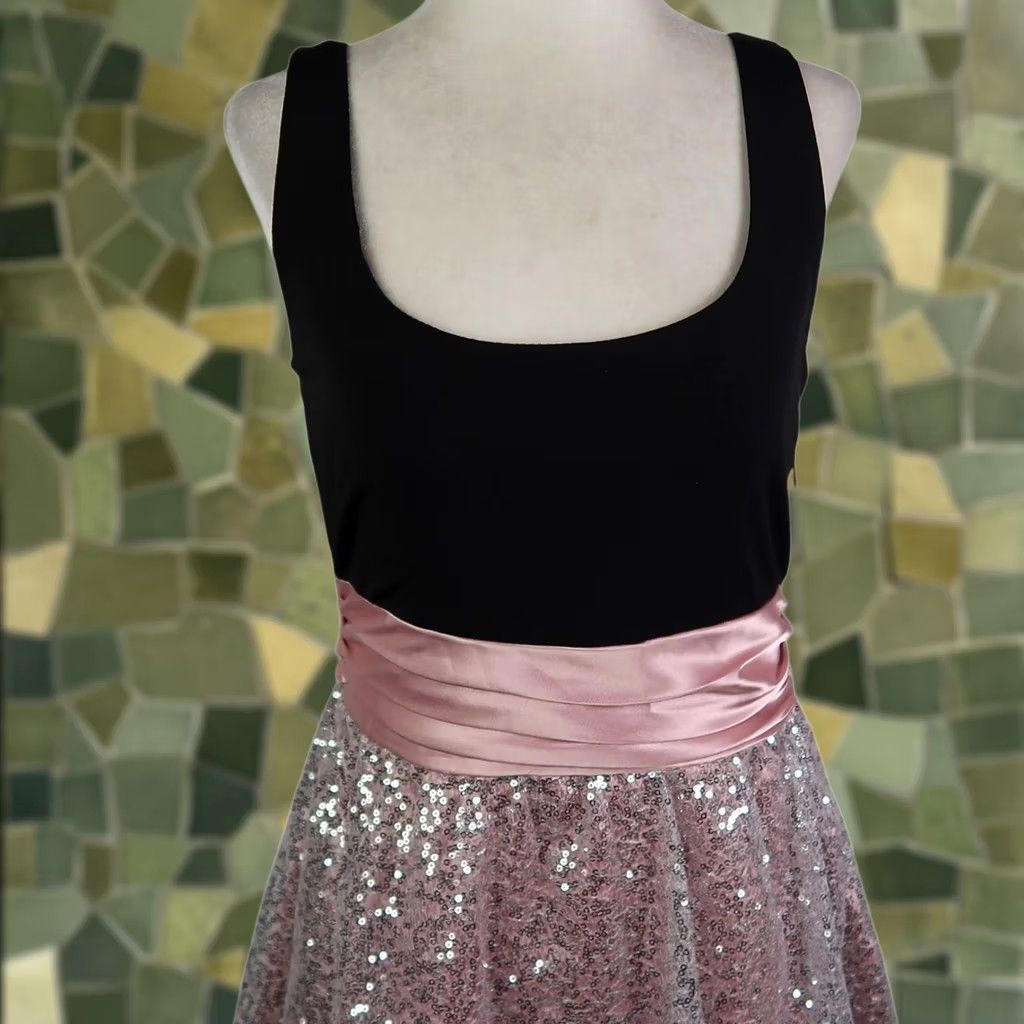 Vintage VINTAGE City Triangles Y2K Mini Dress 7 Black Pink Sequin Top Skirt Women Size M / US 6-8 / IT 42-44 - 1 Thumbnail