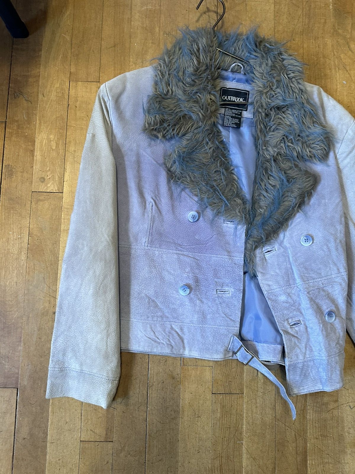 Vintage Outbrook Jacket w Blue Fur Size L / US 10 / IT 46 - 3 Thumbnail