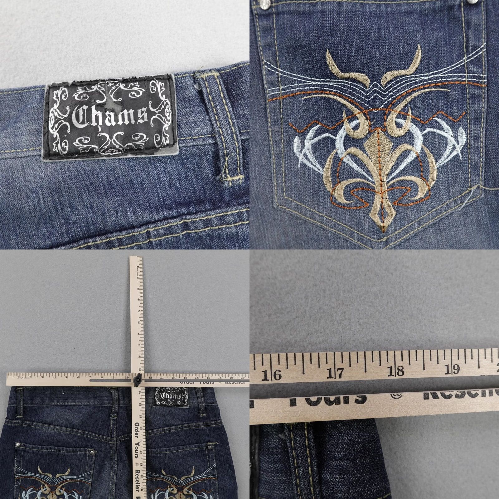 Vintage VINTAGE Chams Shorts Mens 34 Blue Denim Jean Jorts Baggy Loose Embroidered Y K Size US 34 / EU 50 - 8 Thumbnail