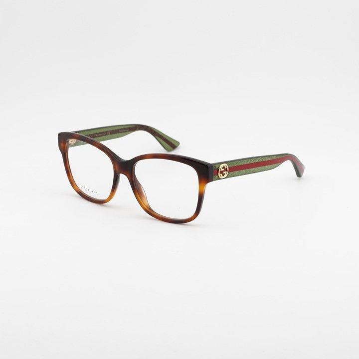 Gucci Gucci GG0038O 002 Eyeglasses Havana 54mm Square Frame Size ONE SIZE - 1 Thumbnail