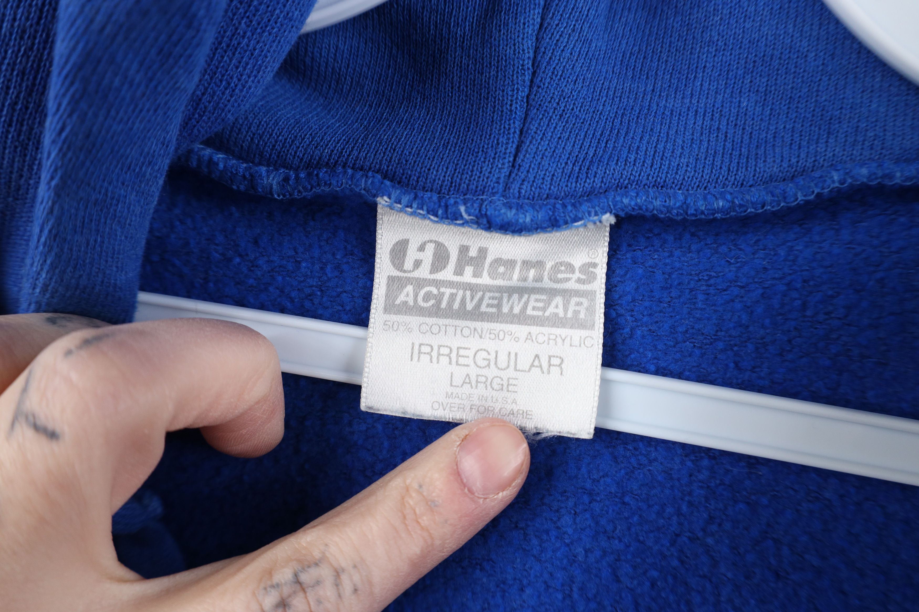 Hanes Vintage 80s 90s Hanes Full Zip Hoodie Sweatshirt Blue USA Size US L / EU 52-54 / 3 - 9 Thumbnail