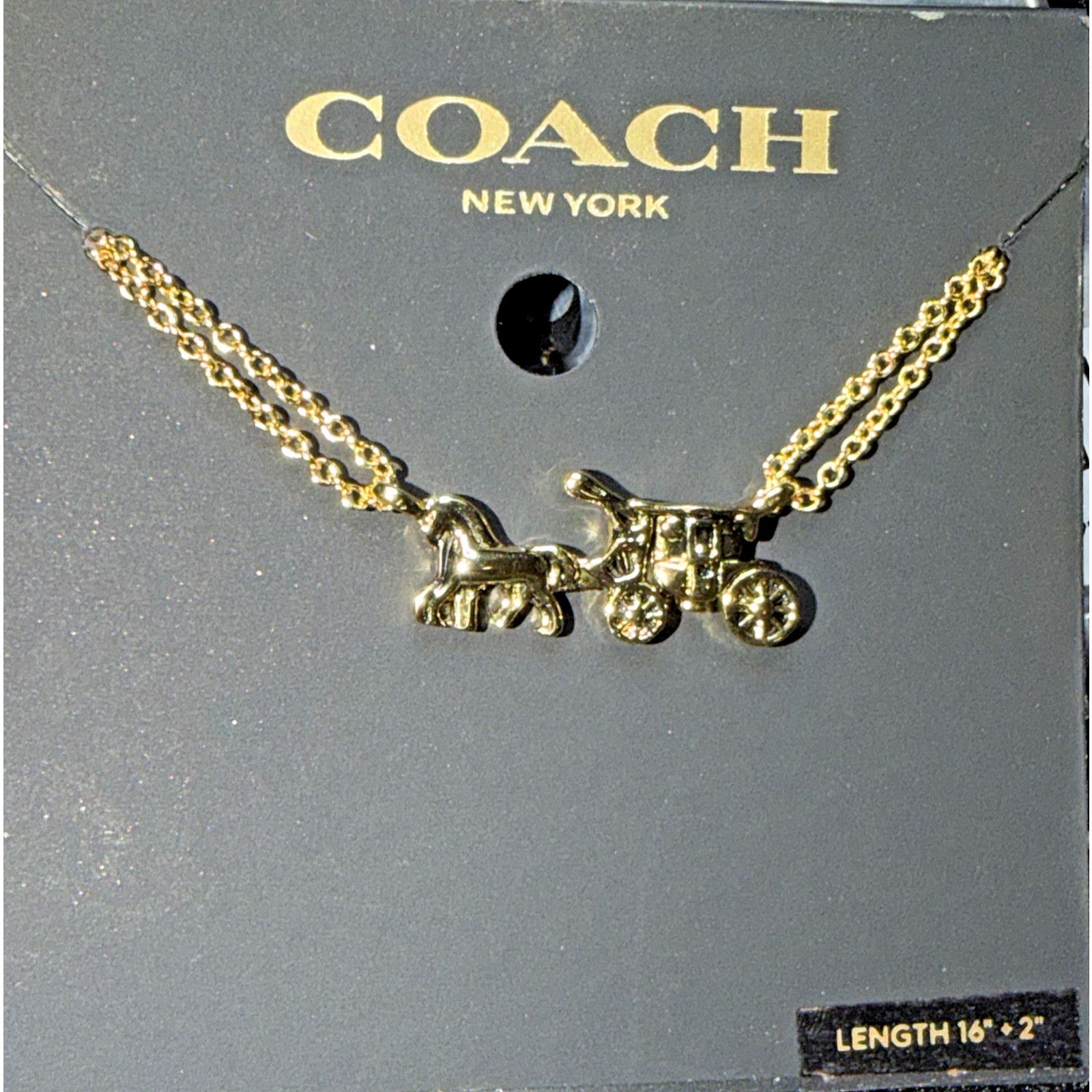 Coach Coach Jewlery Horse Carriage Pendant Necklace Gold Plated Size ONE SIZE - 1 Thumbnail