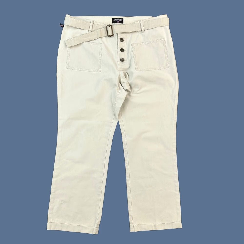 Ralph Lauren VINTAGE Polo Jeans Co Ralph Lauren Pants Women’s 10 Beige Cropped Belted Y2K Size 32" / US 10 / IT 46 - 1 Thumbnail