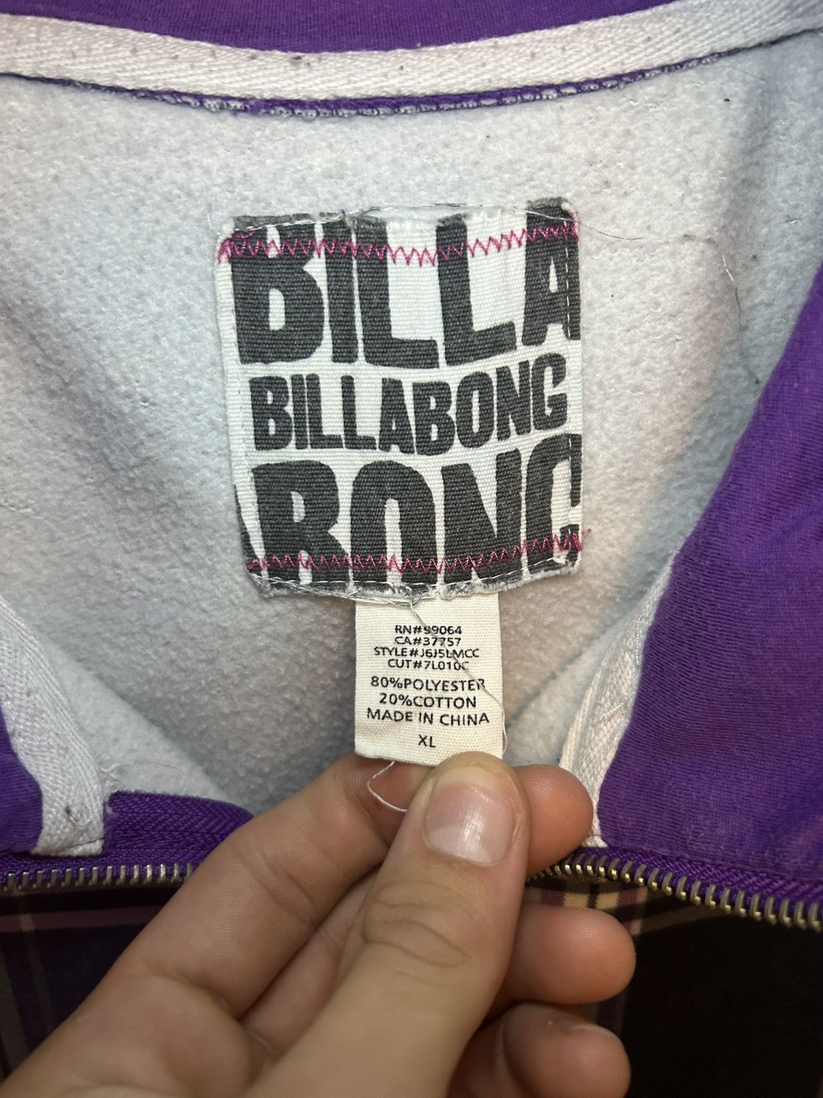 Billabong Vintage Billabong plaid ninja zip-up hoodie Size US XL / EU 56 / 4 - 3 Thumbnail