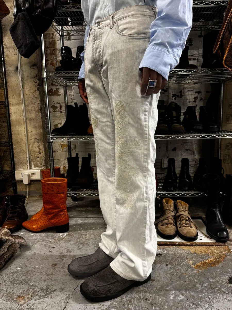 Just Cavalli 2000s Cavalli Distressed White Jeans Size US 30 / EU 46 - 4 Thumbnail