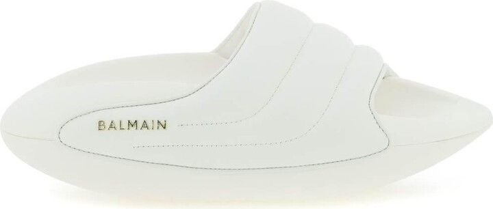 o1srvl11e0524 B-IT Quilted Leather Slides in White