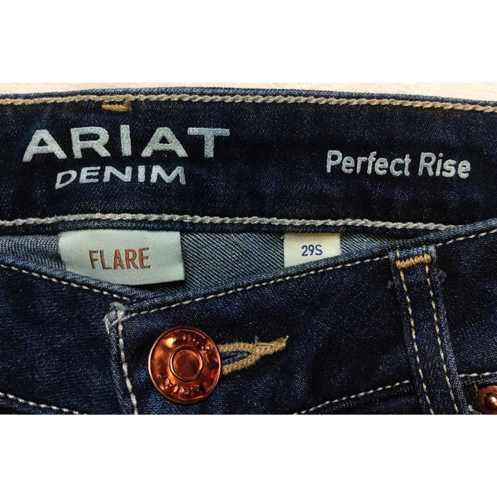 Ariat Ariat Jeans Womens 29S Blue Perfect Rise Flare Stretch Denim Ranch Farm Cowgirl Size 29" - 5 Thumbnail
