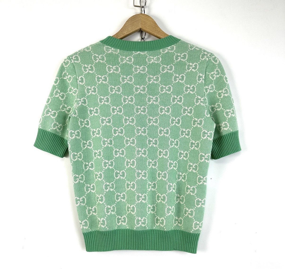 Gucci Gucci Green Double G Monogram Logo Knitted Short Sleeve K12 Size US S / EU 44-46 / 1 - 2 Thumbnail