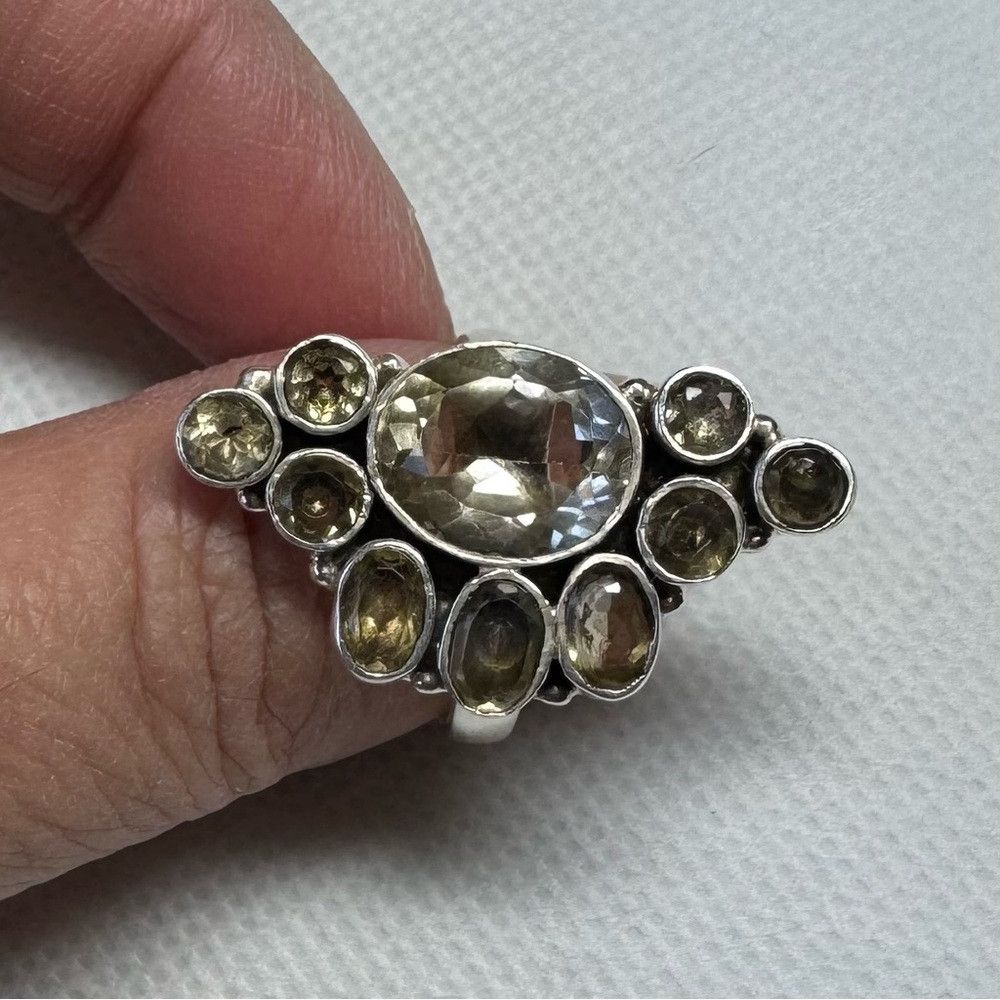Other VIntage Art Deco Artisan Sterling Silver Ring with Brown St Size ONE SIZE - 4 Thumbnail