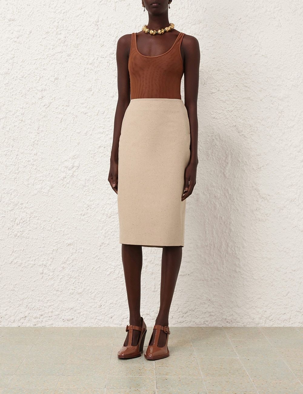 Zimmermann oc11z0525 Midi Skirt in Beige Size 25" / US 0 / IT 36 - 6 Thumbnail