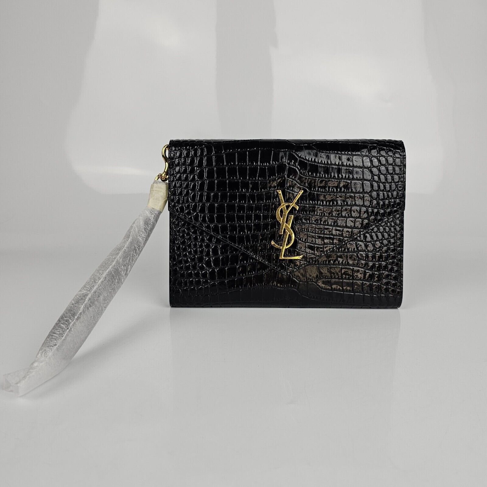 Saint Laurent Paris SAINT LAURENT Cassandre Black Embossed Leather Pouch Size ONE SIZE - 1 Thumbnail