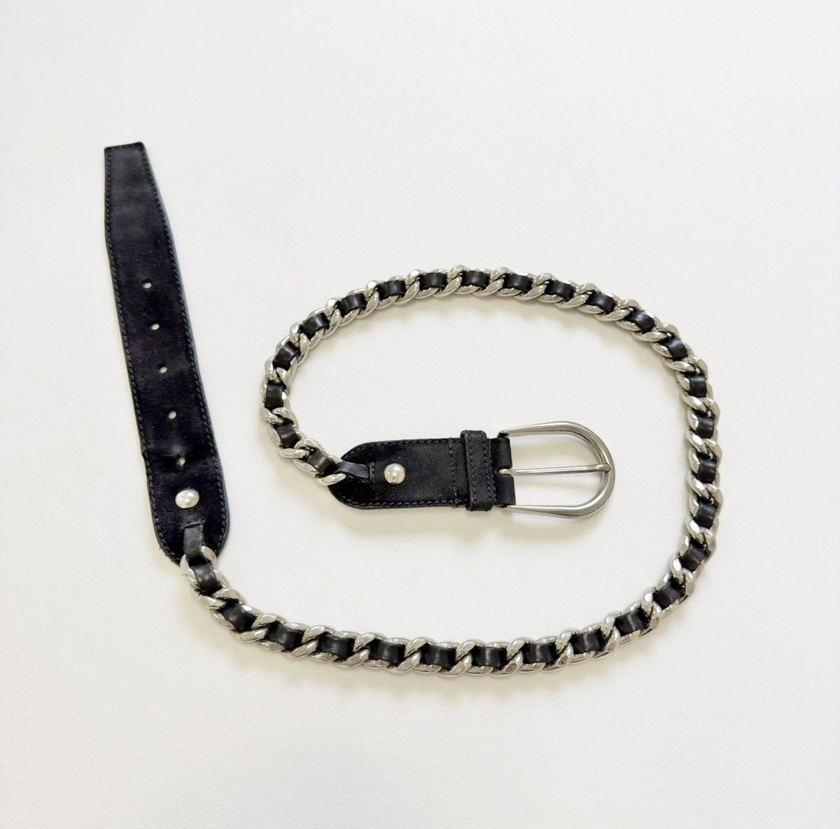 Miu Miu Early 2000s Black Suede Metal Chain Belt Size ONE SIZE - 1 Thumbnail